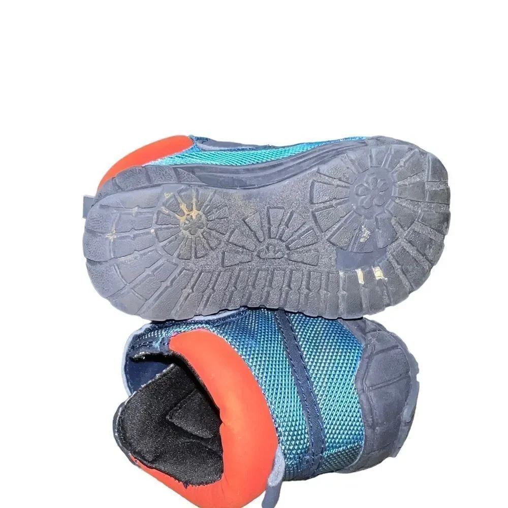 Gymboree infant boots in blue and orange size 5‎